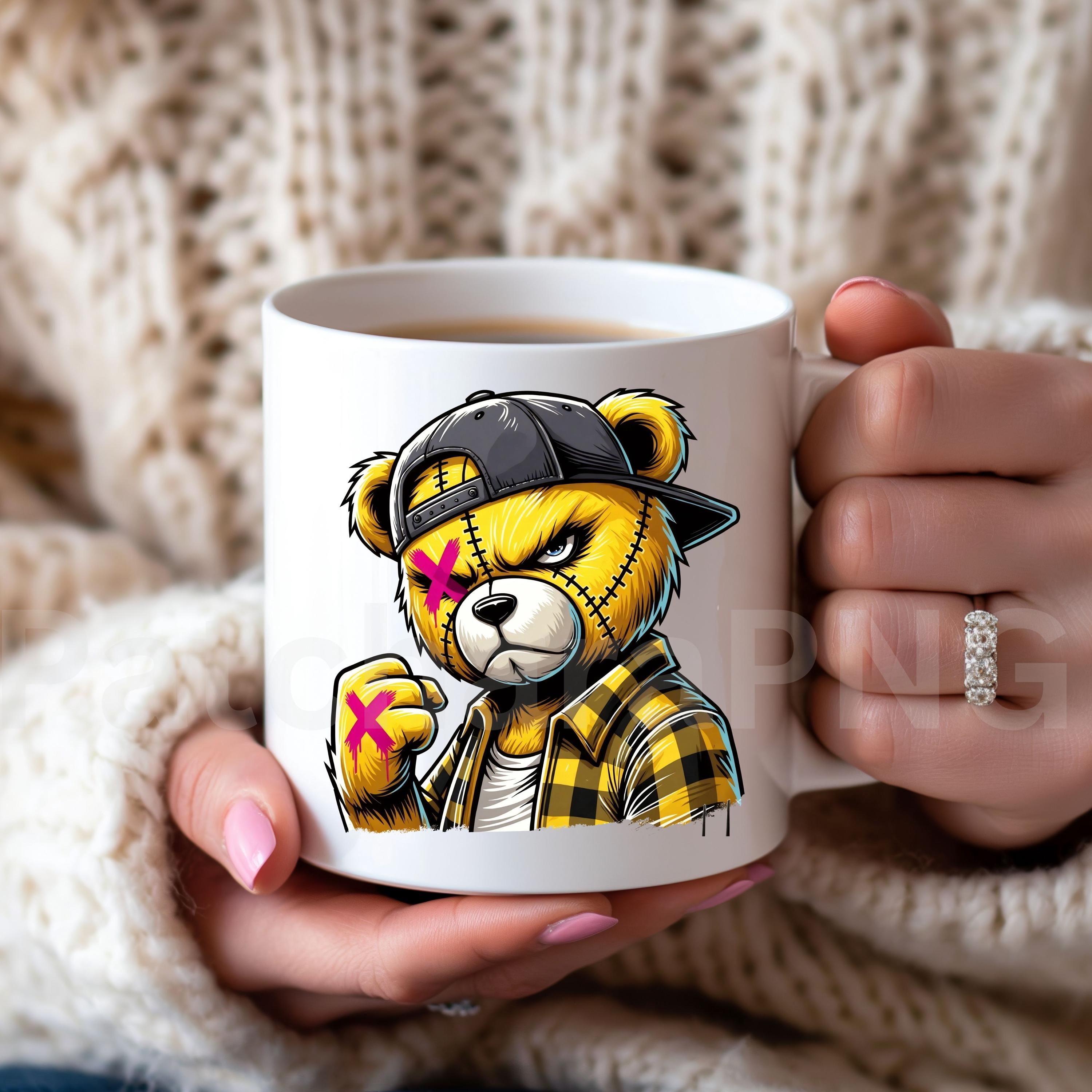 Yellow Gangsta Bear PNG | Teddy Clipart With X Eyes and Hat