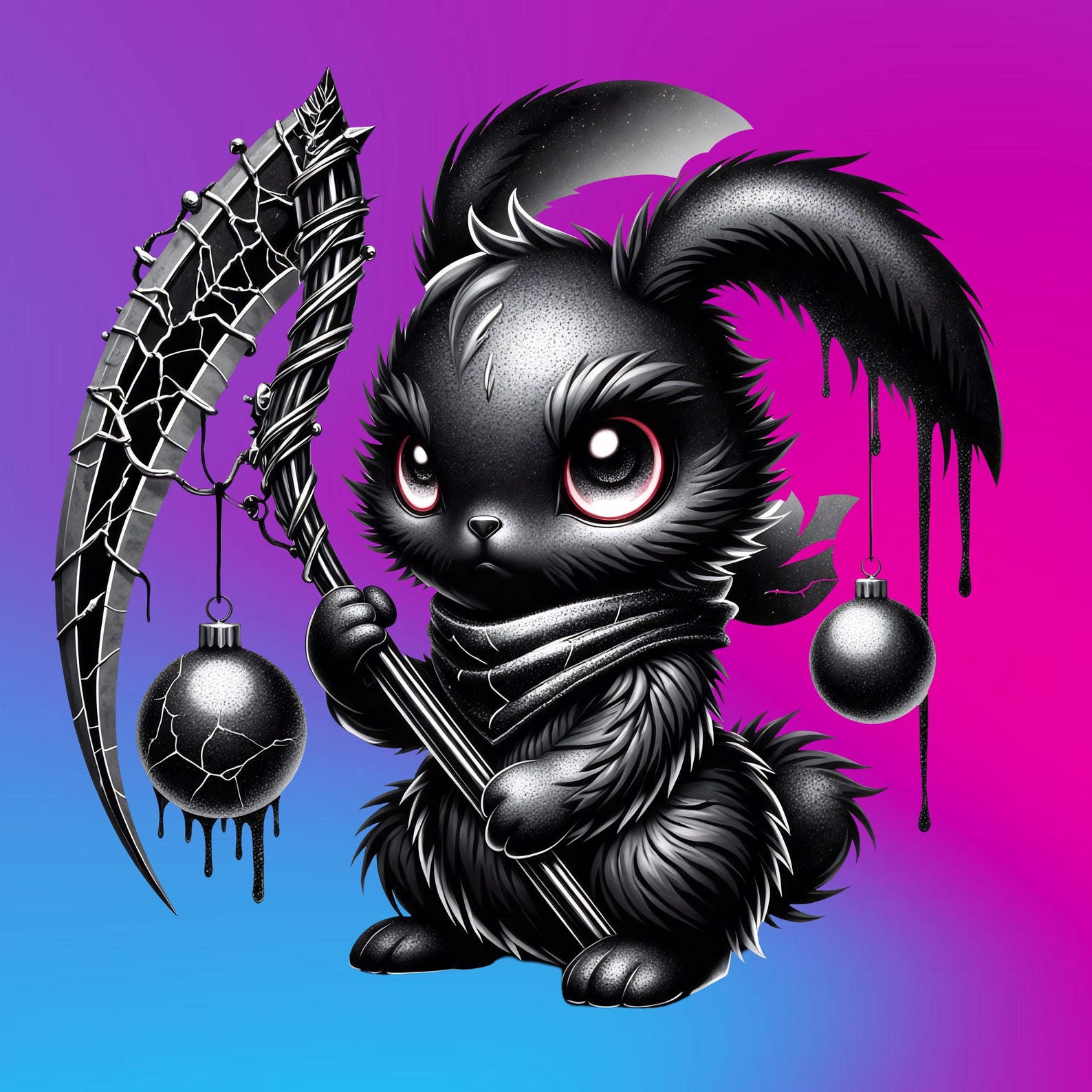 Creepy Cute Gothic Bunny PNG Clipart – Cute Grim Reaper Rabbit With ...