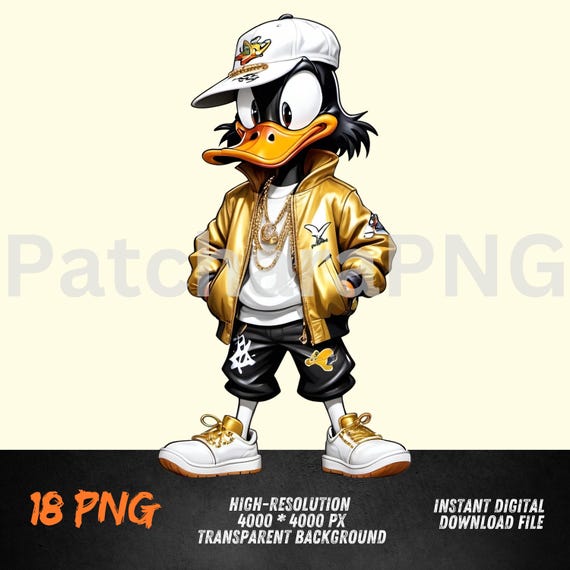 Hip-hop Duck Cartoon Graffiti Art, Digital Download PNG, JPEG 