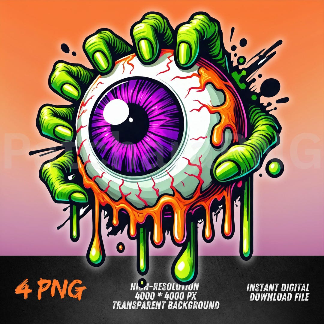 Melting Eyeball PNG | Psychedelic Dripping Eye Clipart | Trippy