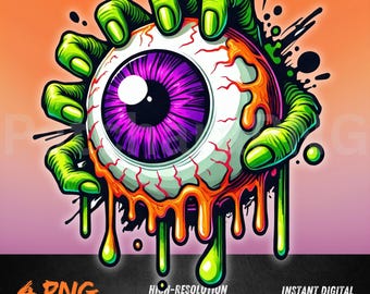 Melting Eyeball PNG | Psychedelic Dripping Eye Clipart | Trippy Horror Sublimation Design | Colorful Monster Eye Art