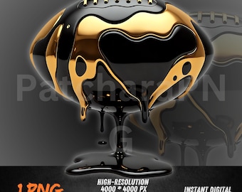 Black Gold Football PNG | Luxury Sports Clipart for Sublimation | Dripping Paint Football Design | Modern Game Day Art