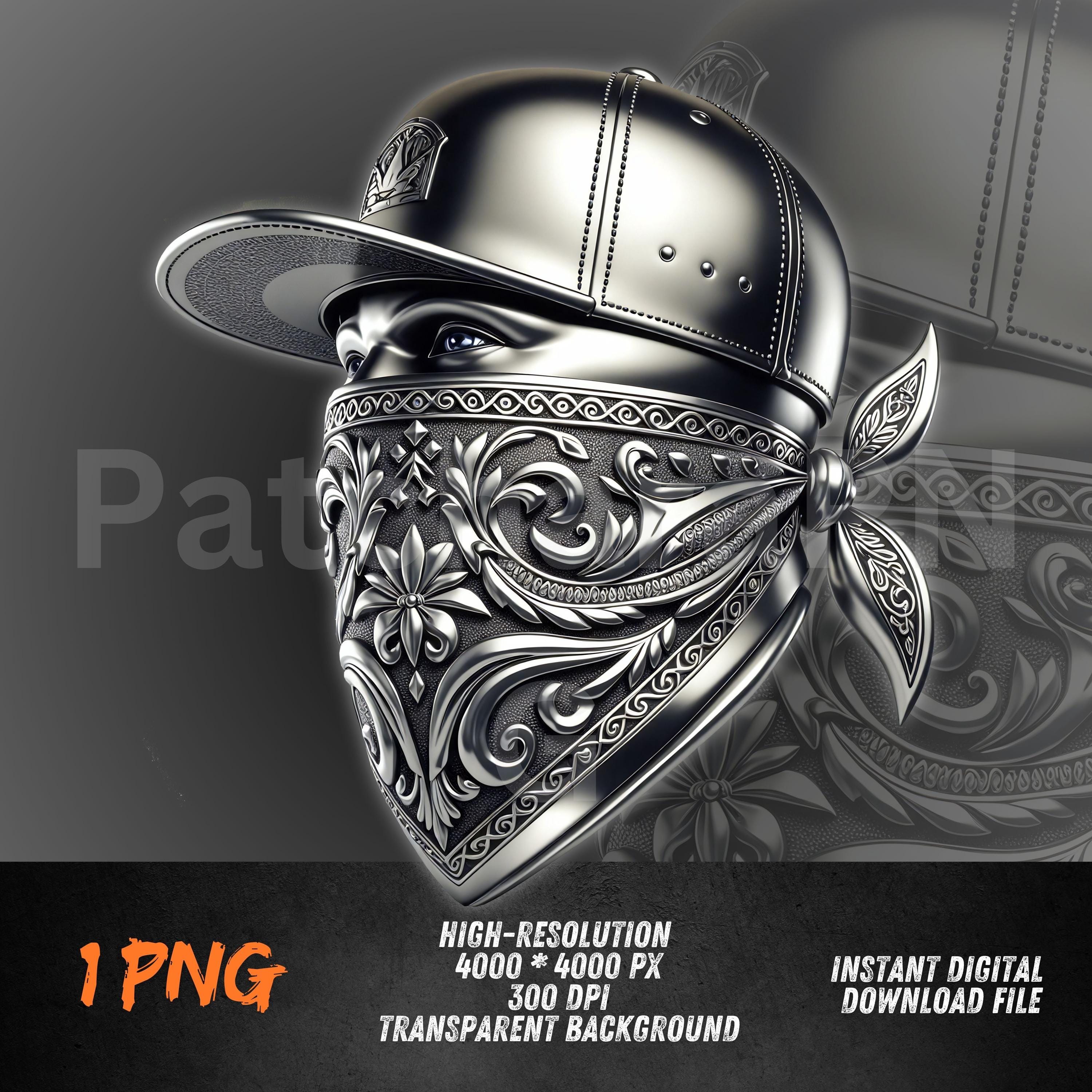Metal Gangster Mask PNG | Urban Hip-hop Skull Graffiti Art