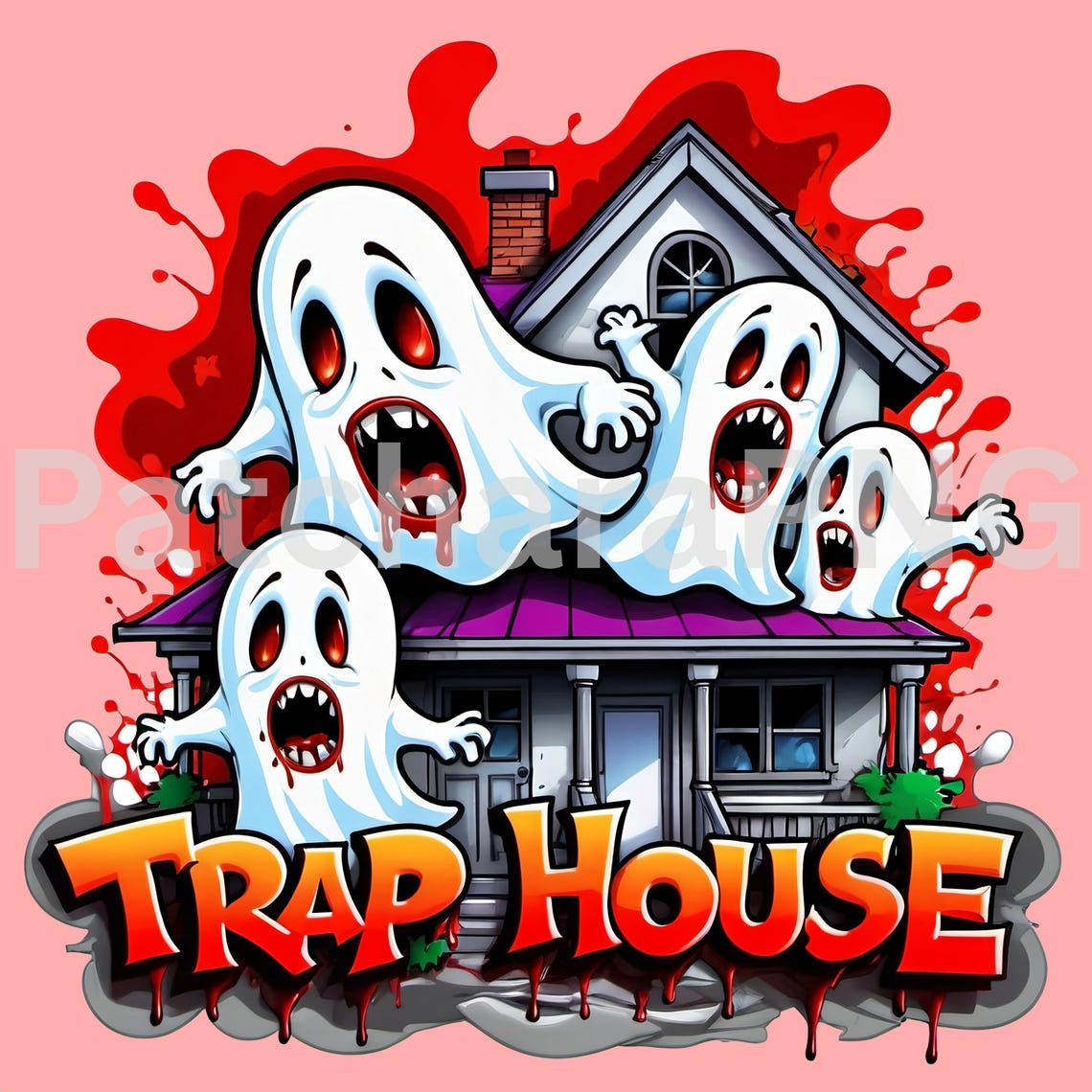 Trap House Graffiti Art And Ghost Set 2 Colorful Cartoon Design With trap-house-graffiti-art-and-ghost-set-2-colorful-cartoon-design-with