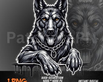 German Shepherd PNG Gangsta Graffiti Dog Clipart for DTF & Sublimation | Hip Hop Streetwear Dog Design
