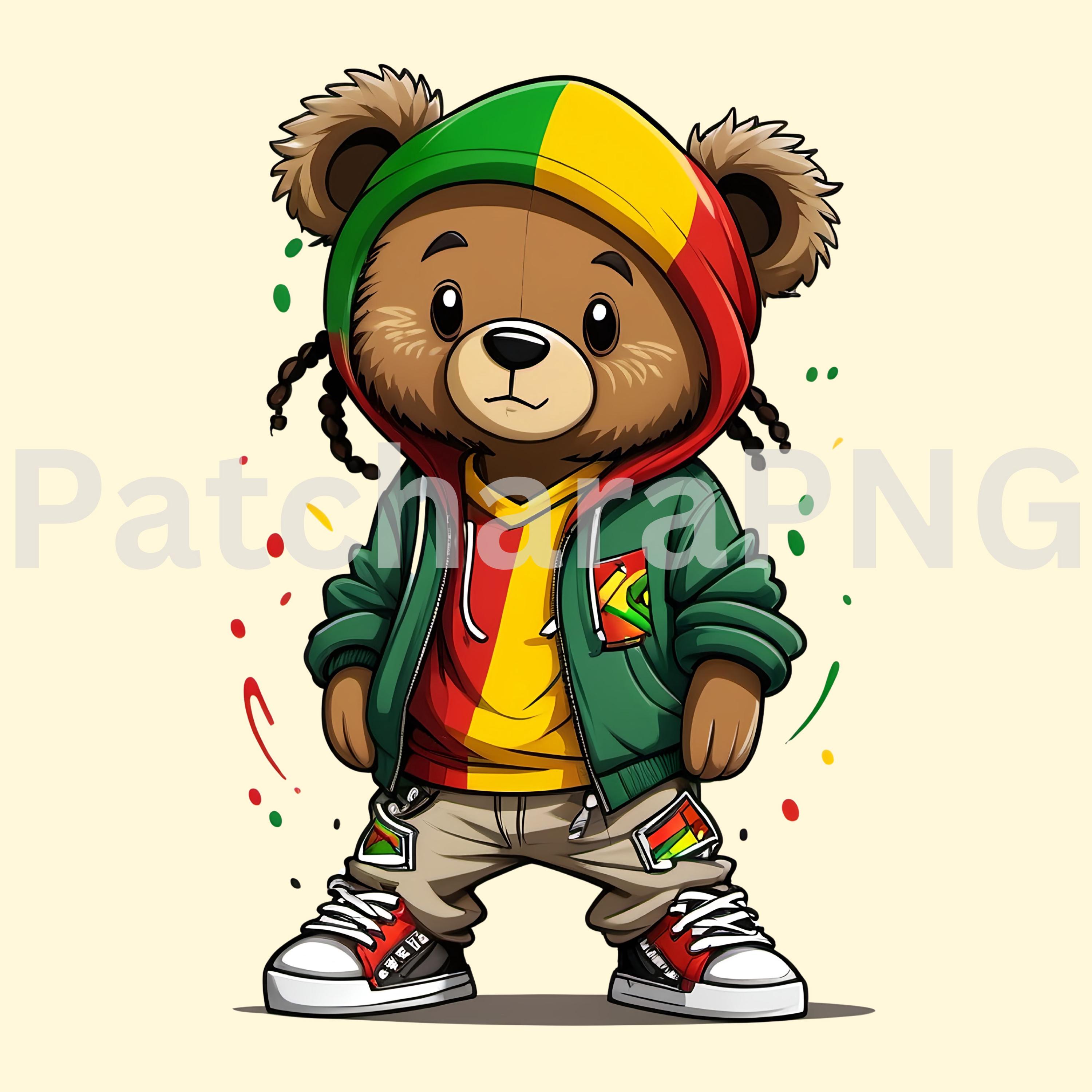 Cute Rastsa Rasta Bear PNG | Reggae Teddy Clipart With Hoodie and Beanie | Jamaican ...