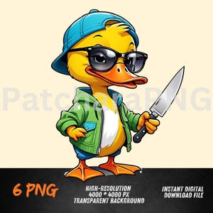 Don't Duck With Me Cute Cartoon Hip-Hop Duckling with Sunglasses and Knife,Urban Design,T-shirt,Duck With Knife for Funny Style