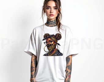 Gangsta Girl PNG | Black Woman Hip-hop Clipart With Gold Bandana