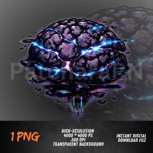 Broken Brain PNG Glitch Neon Chaos Mind Dark Streetwear Graphic Mental Health Sublimation Design