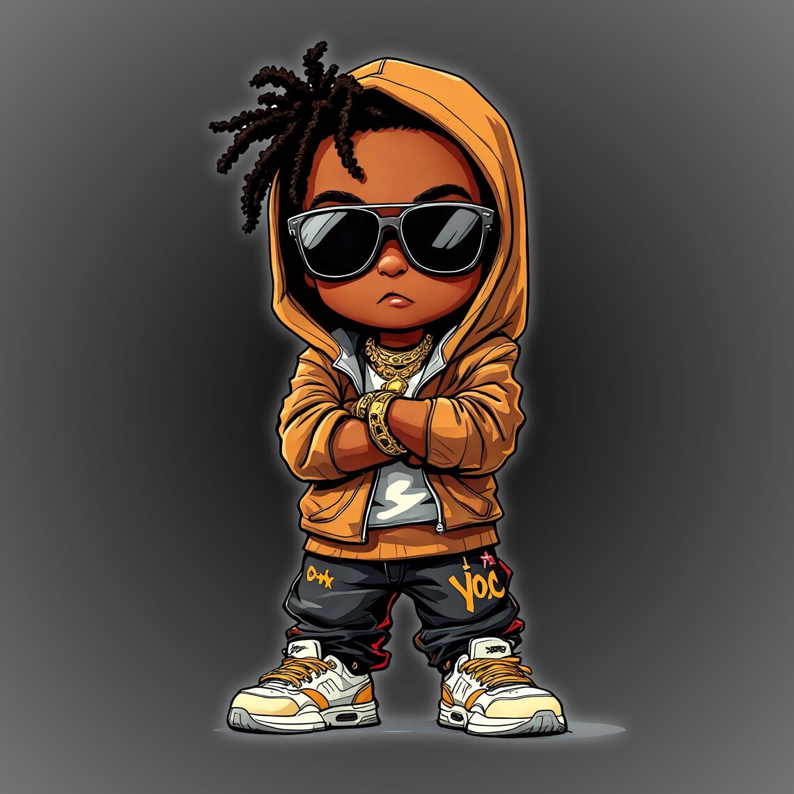 Hip-hop Kid PNG in Hoodie & Sunglasses | Cool Streetwear Cartoon | DTF ...