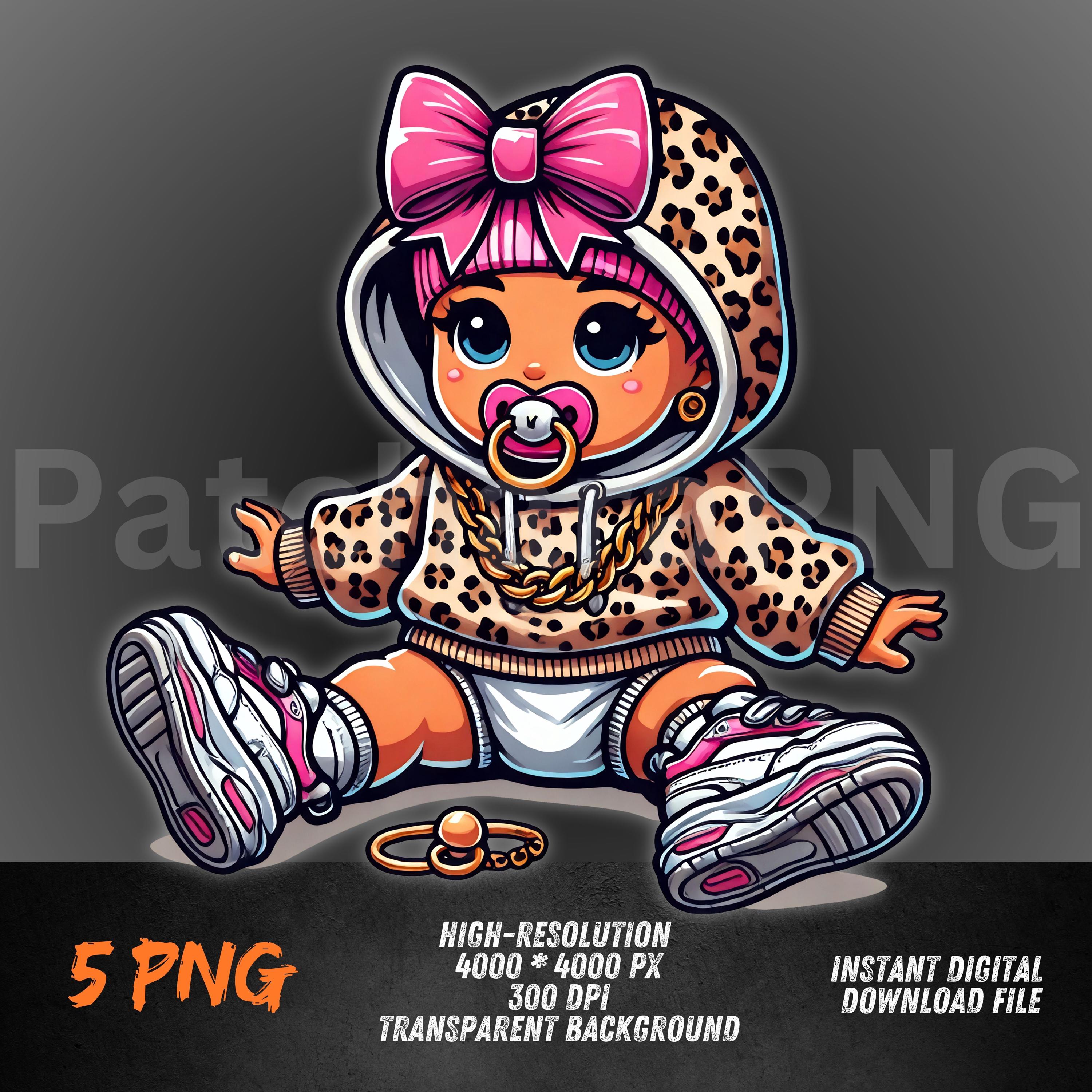 Hip Hop Baby Girl PNG, Cute Street Style Baby PNG for DTF