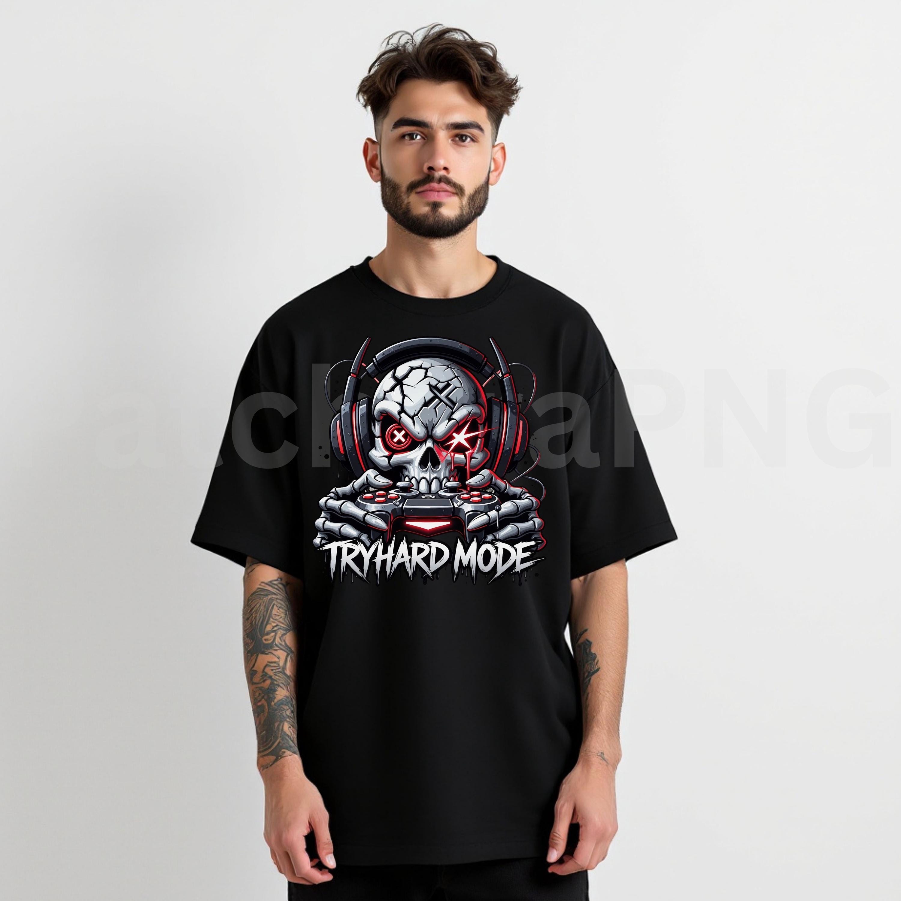 Try Hard Rivals Shirts Gaming Skull PNG , Tryhard Mode Gamer Skull | Red Glow Design for DTF ...