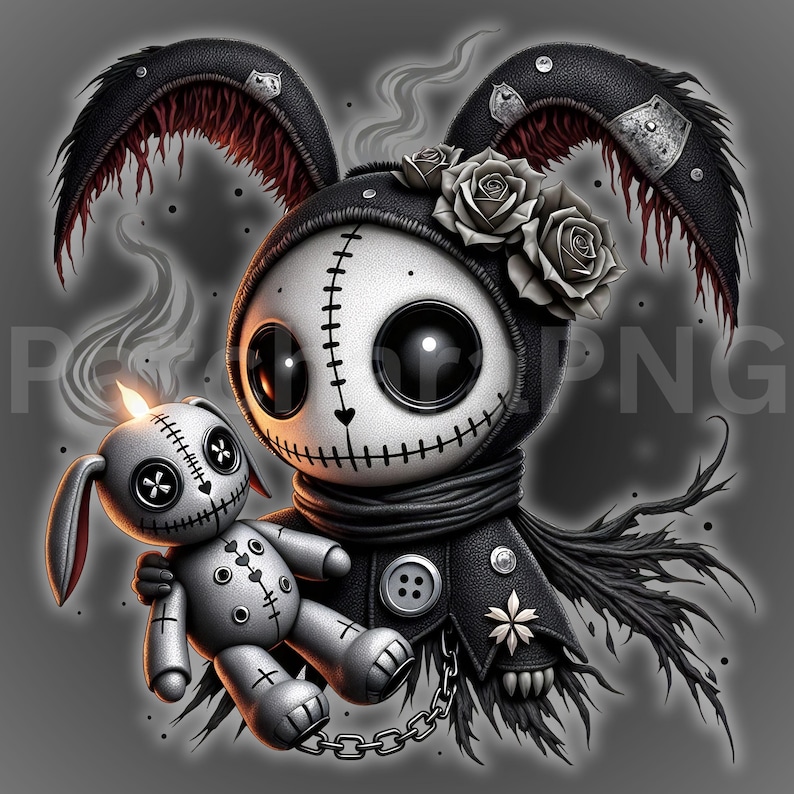 Gothic Sad Bunny PNG Bundle | Broken Heart Emo Rabbit Clipart for ...