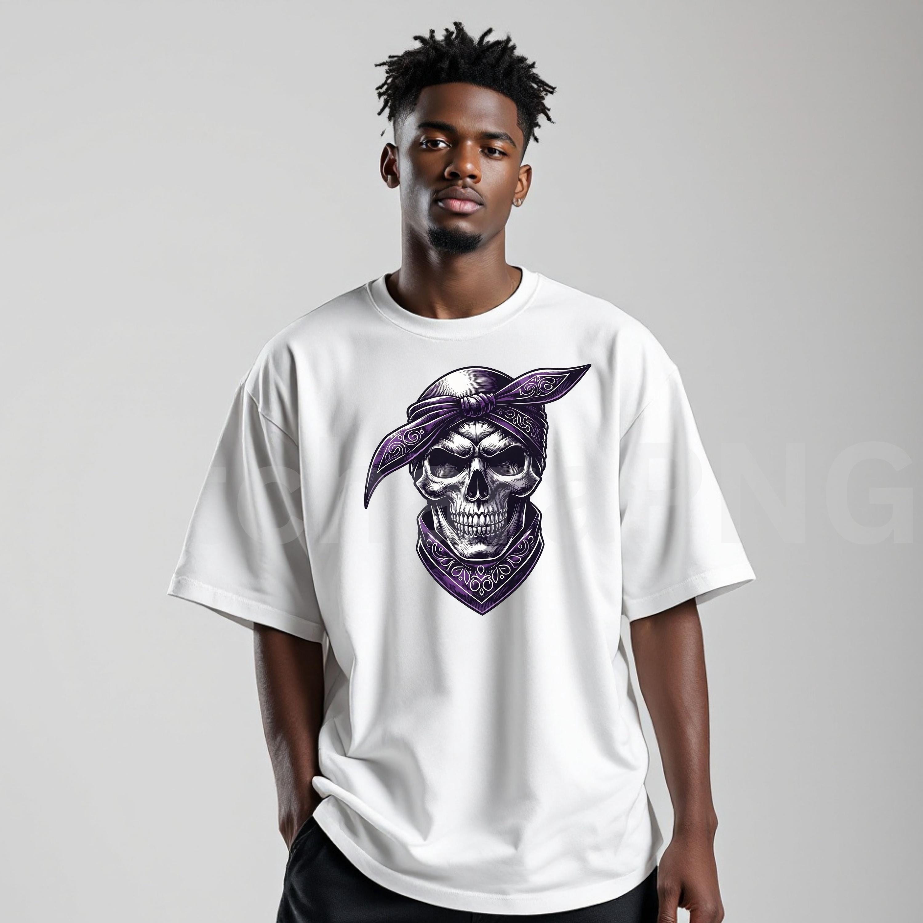 Purple Skull PNG | Bandana Skull Clipart With Purple Scarf
