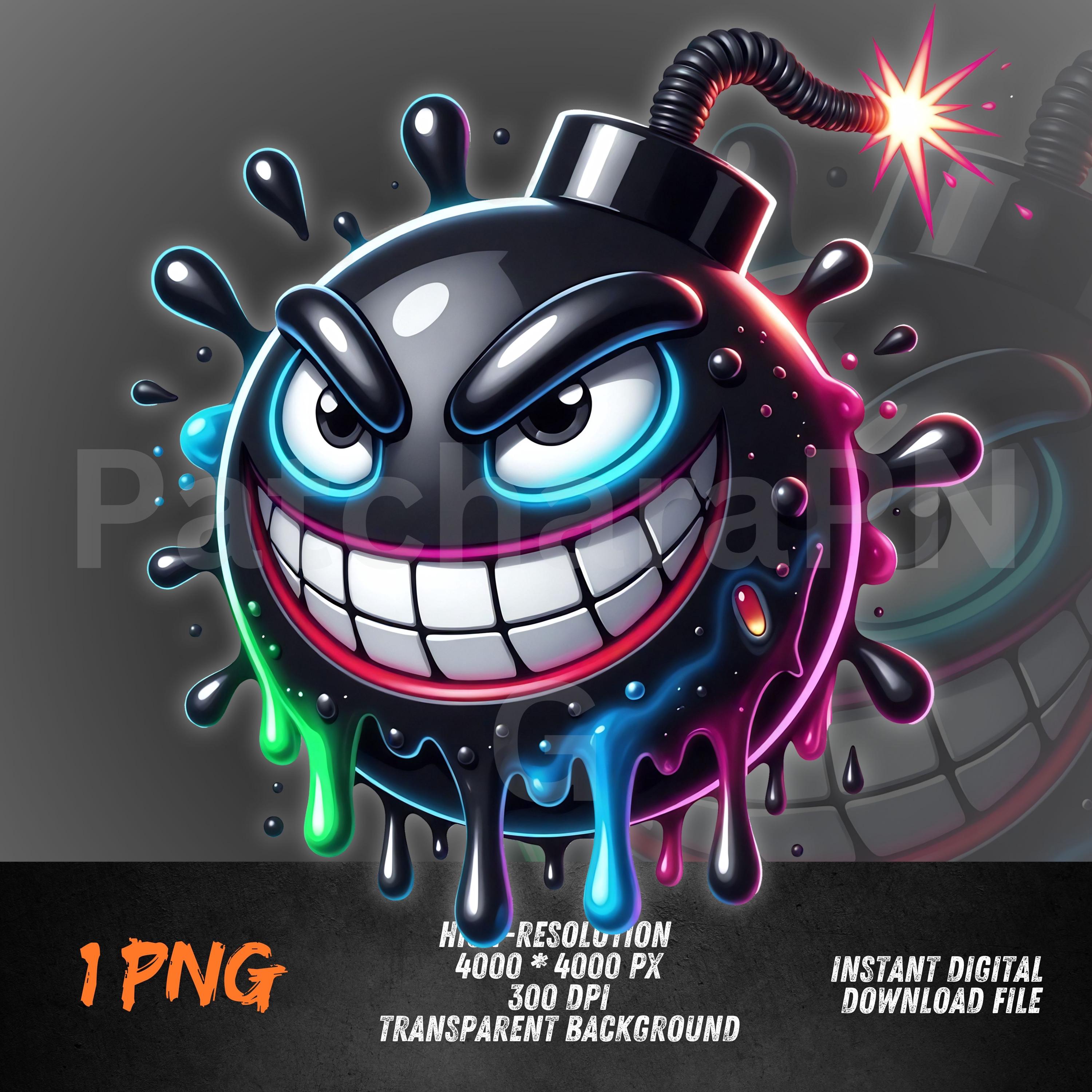 Cartoon Bomb PNG | Graffiti Bomb Clipart for Sublimation | Funny