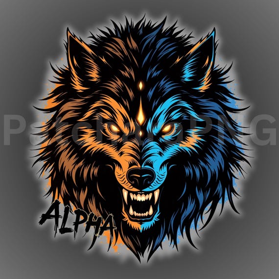 Alpha Wolf PNG | Split Color Graffiti Design (digital Download) - Etsy