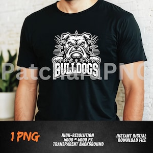 Bulldog Mascot PNG | Tough Bulldog Clipart for T-Shirt Design | Angry Dog Sublimation | Sports Mascot Art | High-Resolution PNG