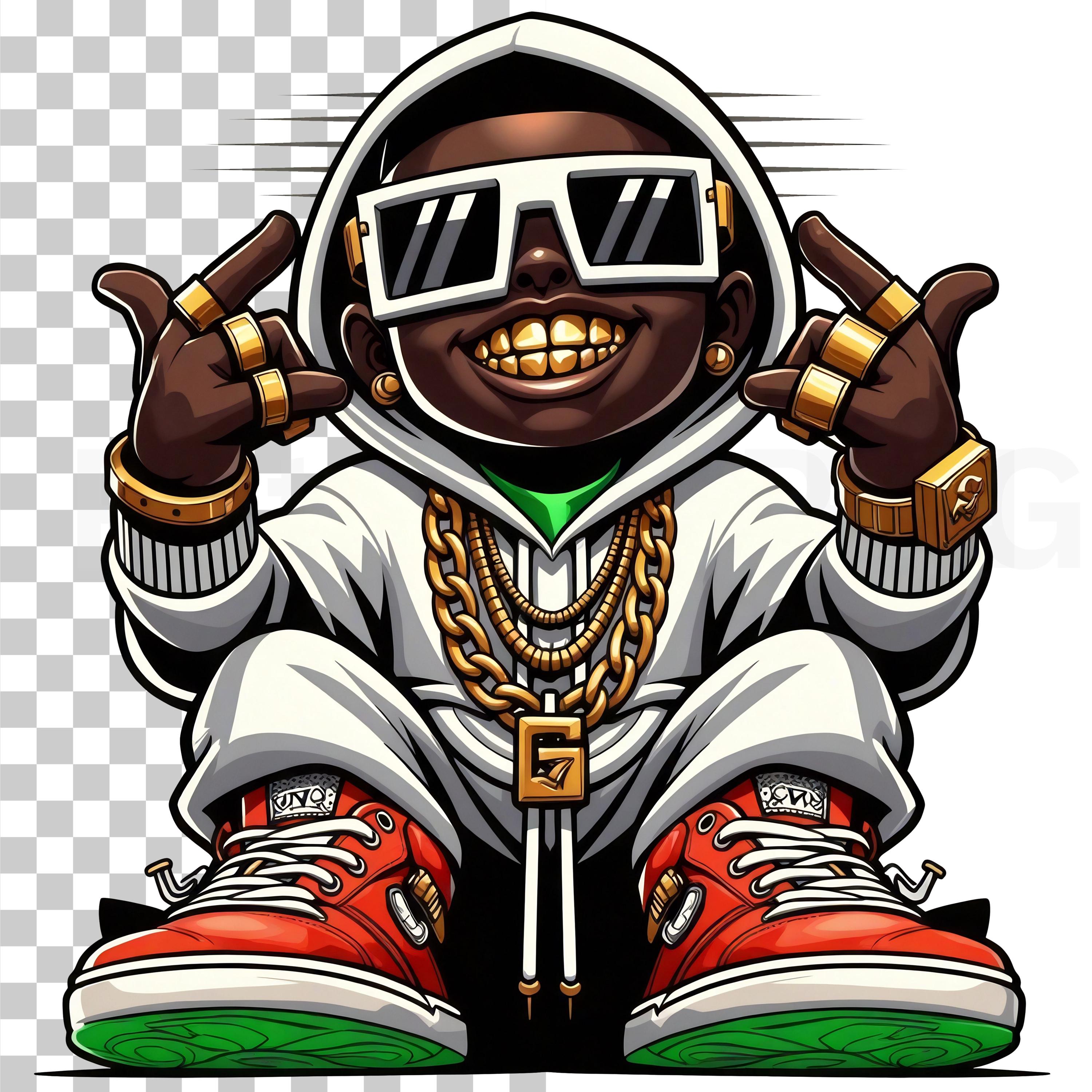 Kid Rapper Png Hip Hop Kid PNG | Urban Streetwear Clipart | Rap Style Gold Chains Art ...
