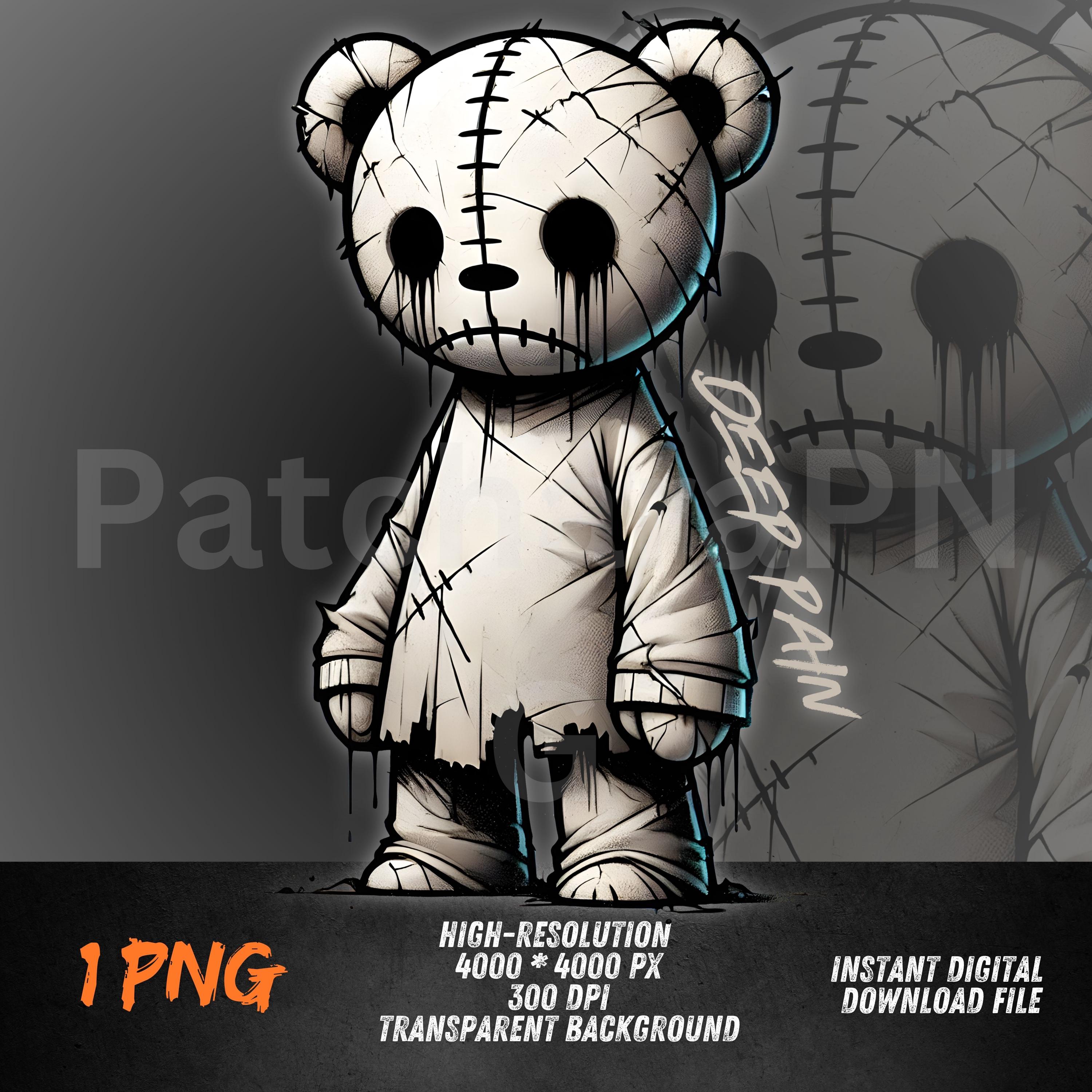 ホラーPNG、悲しそうなテディベアPNG | 昇華転写用エモグランジ