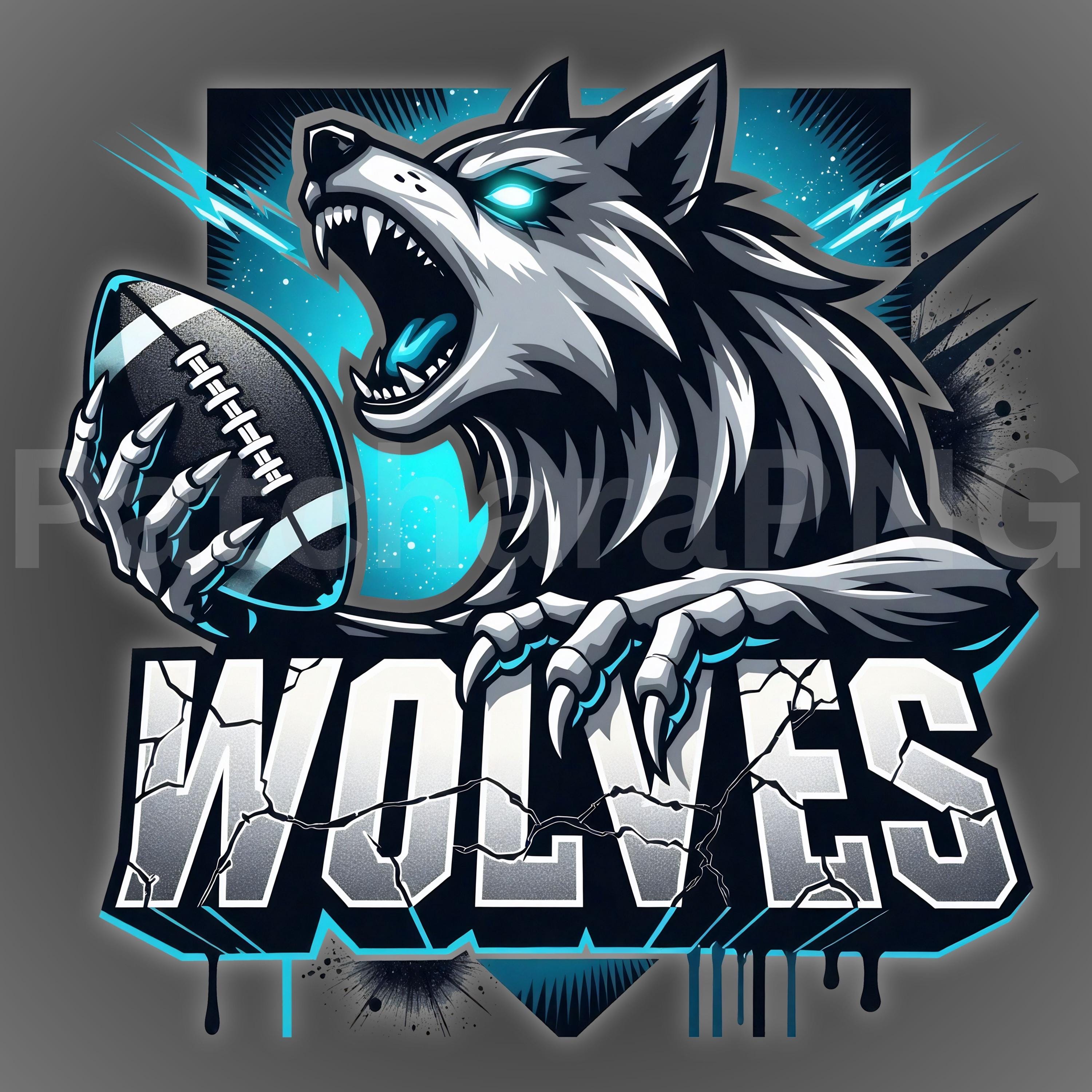 Wolf Football Mascot PNG | Savage DTF Design for Team Shirts