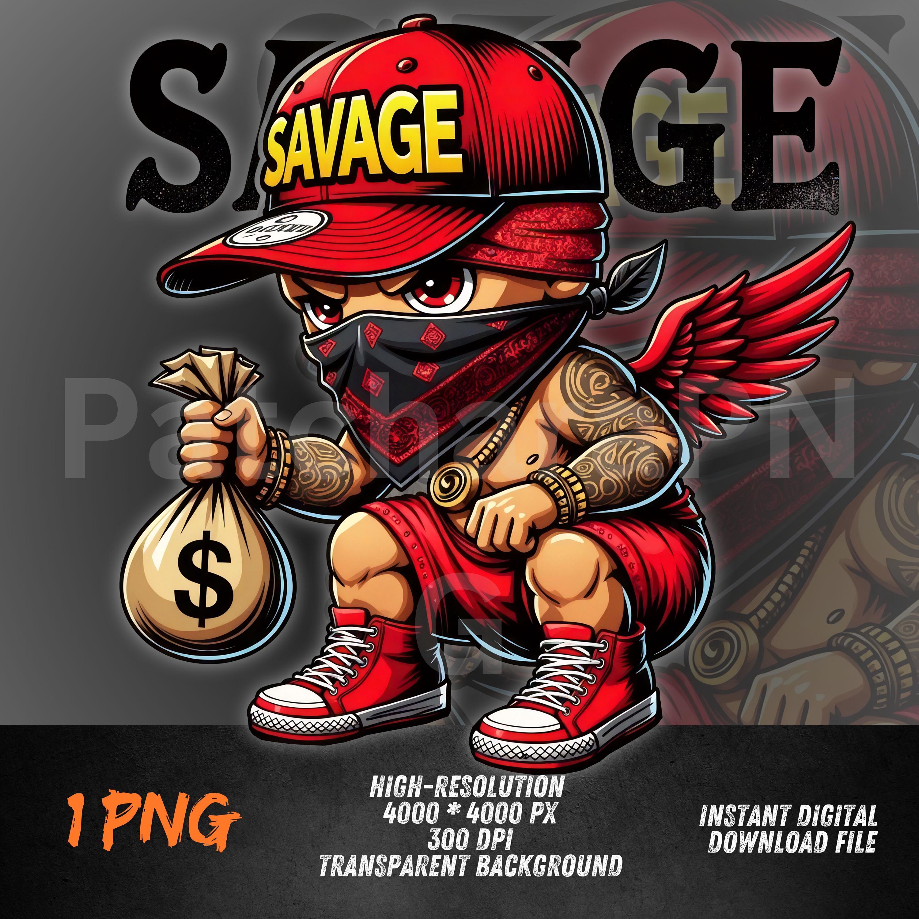 Savage Hip Hop PNG | Gangsta Cartoon Character Clipart for DTF