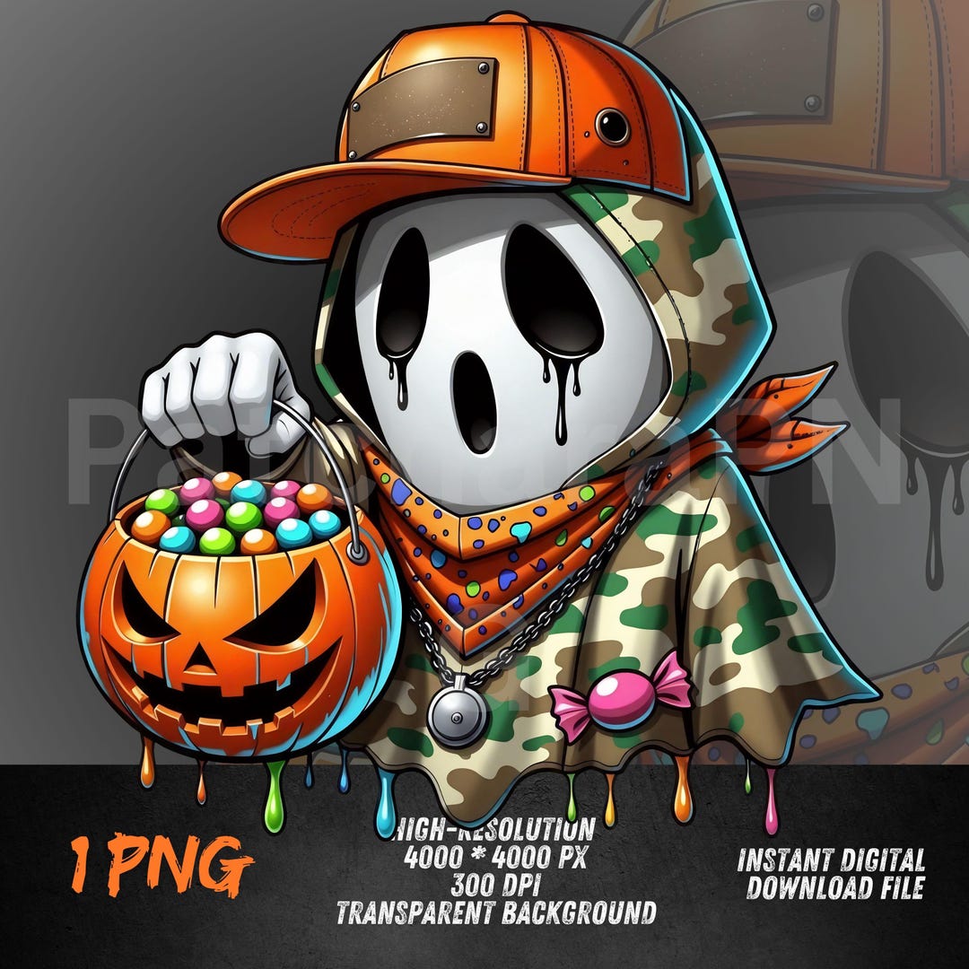 Halloween Ghost PNG | Creepy Cute Trick or Treat Clipart | Sublimation ...