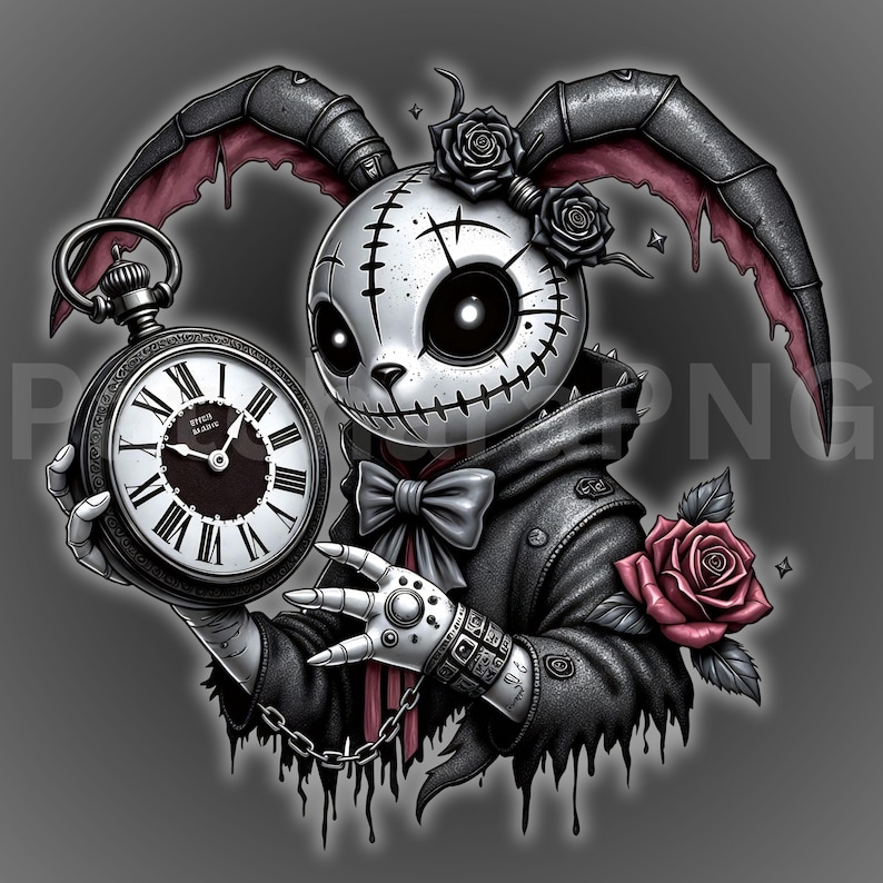 Gothic Sad Bunny PNG Bundle | Broken Heart Emo Rabbit Clipart for ...