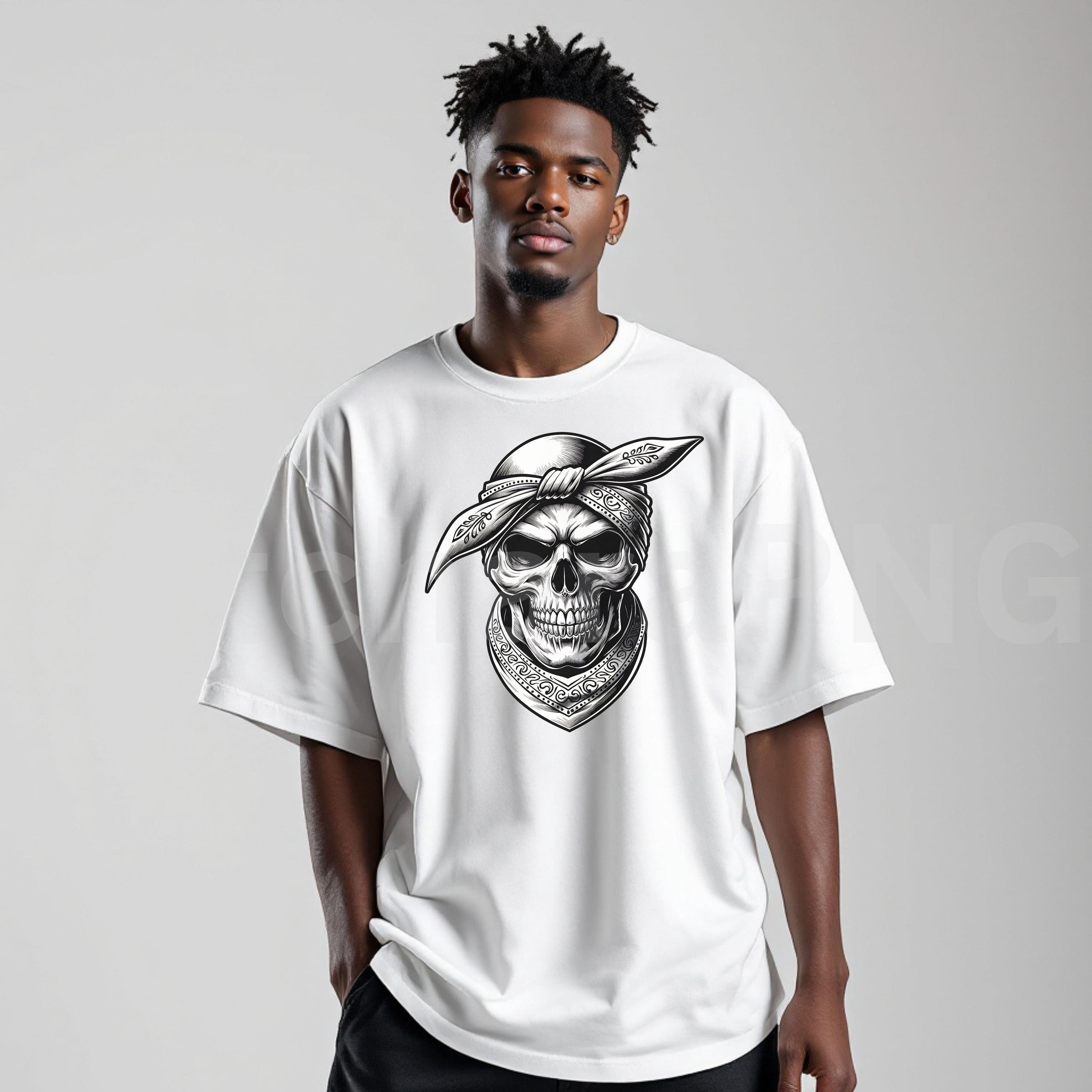 White Bandana Skull PNG | Gangsta Skull Clipart for Sublimation