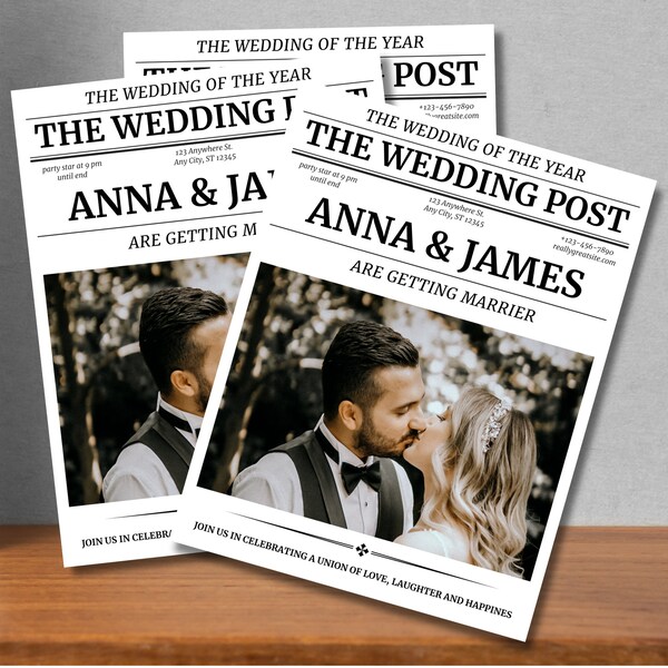 wedding newspaper,newspaper template,wedding program,news paper wedding,diy newspaper