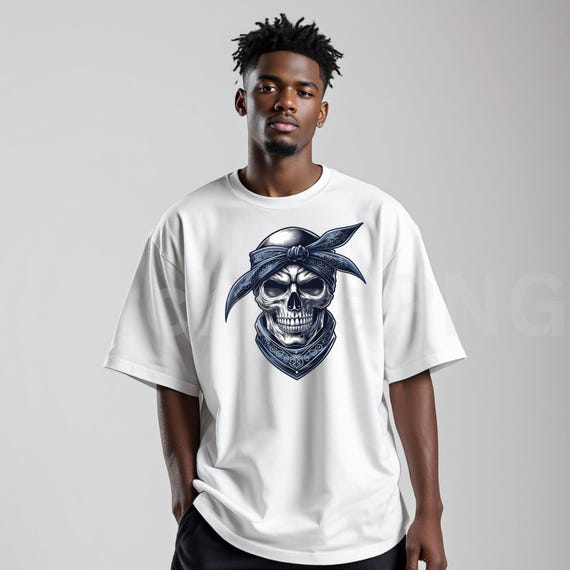 Blue Bandana Skull PNG | Gangsta Skull Clipart for Sublimation