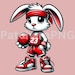Basketball Bunny Cartoon Clipart Hip Hop Sports Rabbit in Red Jersey ...