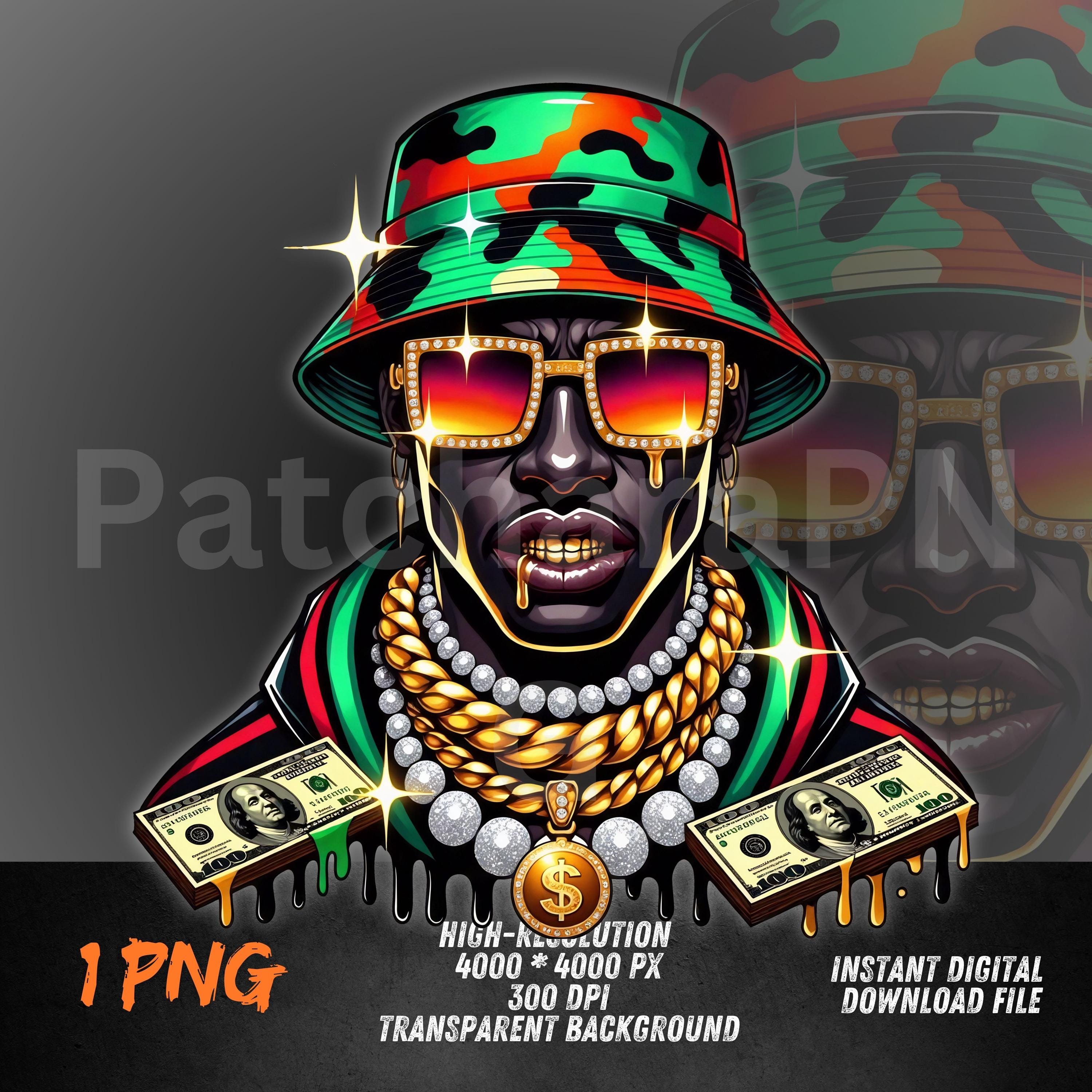 Urban Rapper Design Hip Hop Hustle PNG – Dripping Gold Urban Rapper Design for DTF Shirts ...