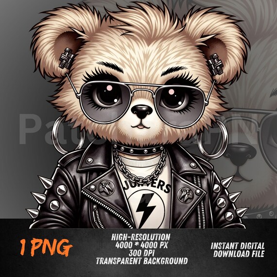 Nounours "I Love Punk Rock" Marron 20cm - Ours En Peluche Mignon Cadeau Musique