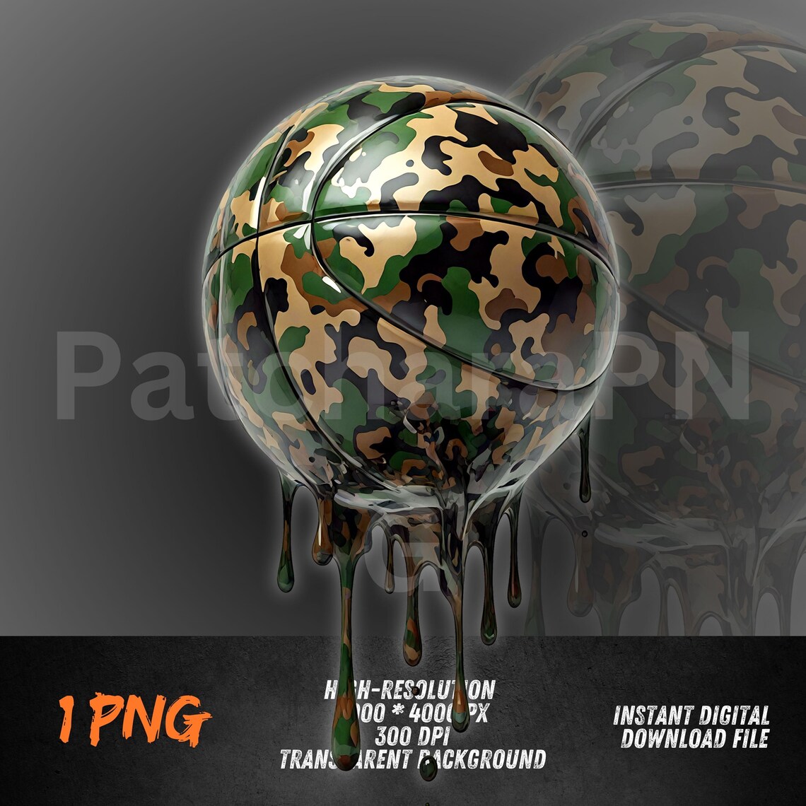 Camo Basketball PNG | Camouflage Basketball Drip Clipart | Streetwear ...