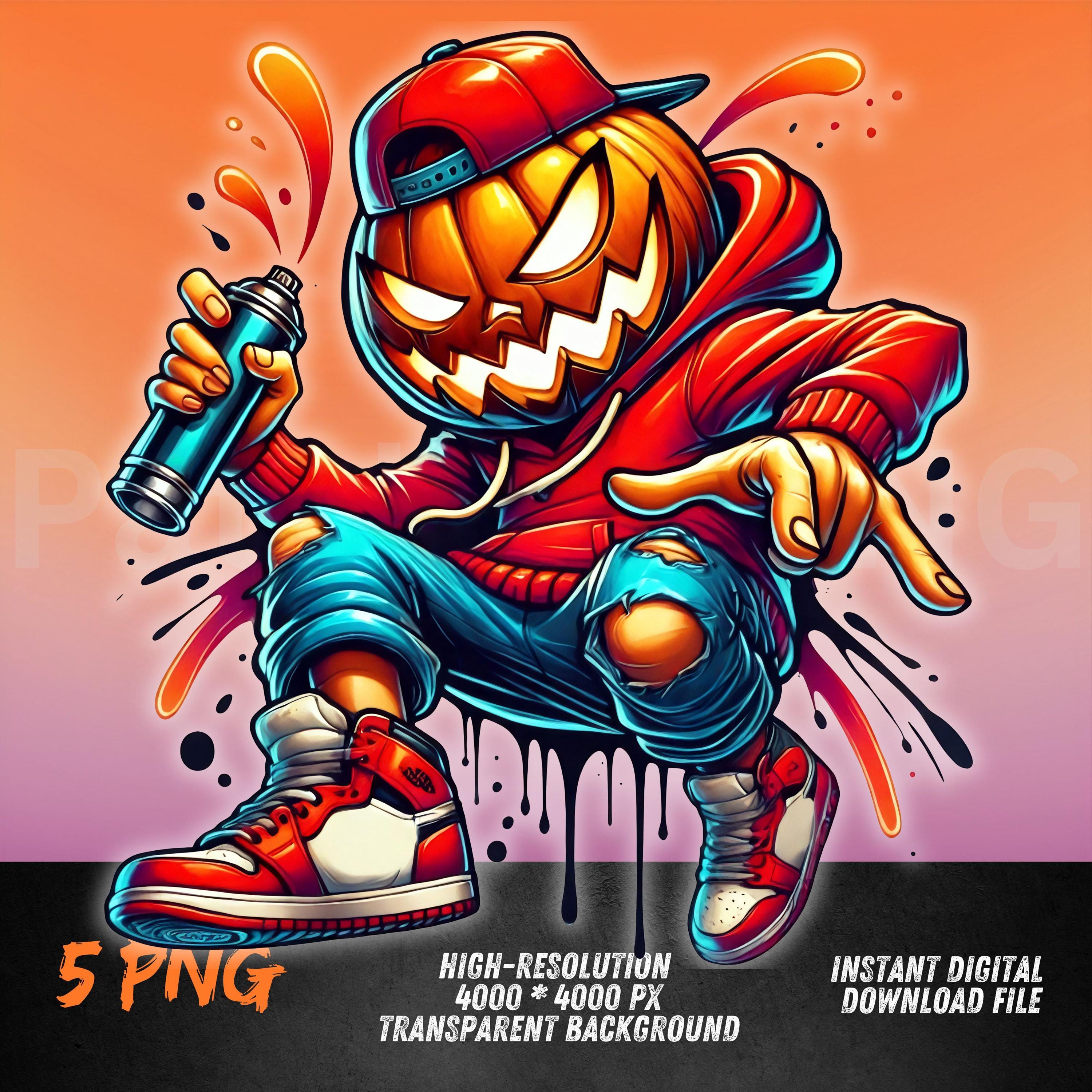 東京インク 56TATTOO ポスター　　パンヘッド　サイドバルブ グラフィティ パンプキンヘッド PNG | 都会的なハロウィン スプレー