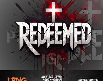 Redeemed Christian PNG, Bible Verse Graffiti Sublimation Design, Cross Religious Shirt Graphic, Faith Scripture Clipart, Jesus T-Shirt PNG