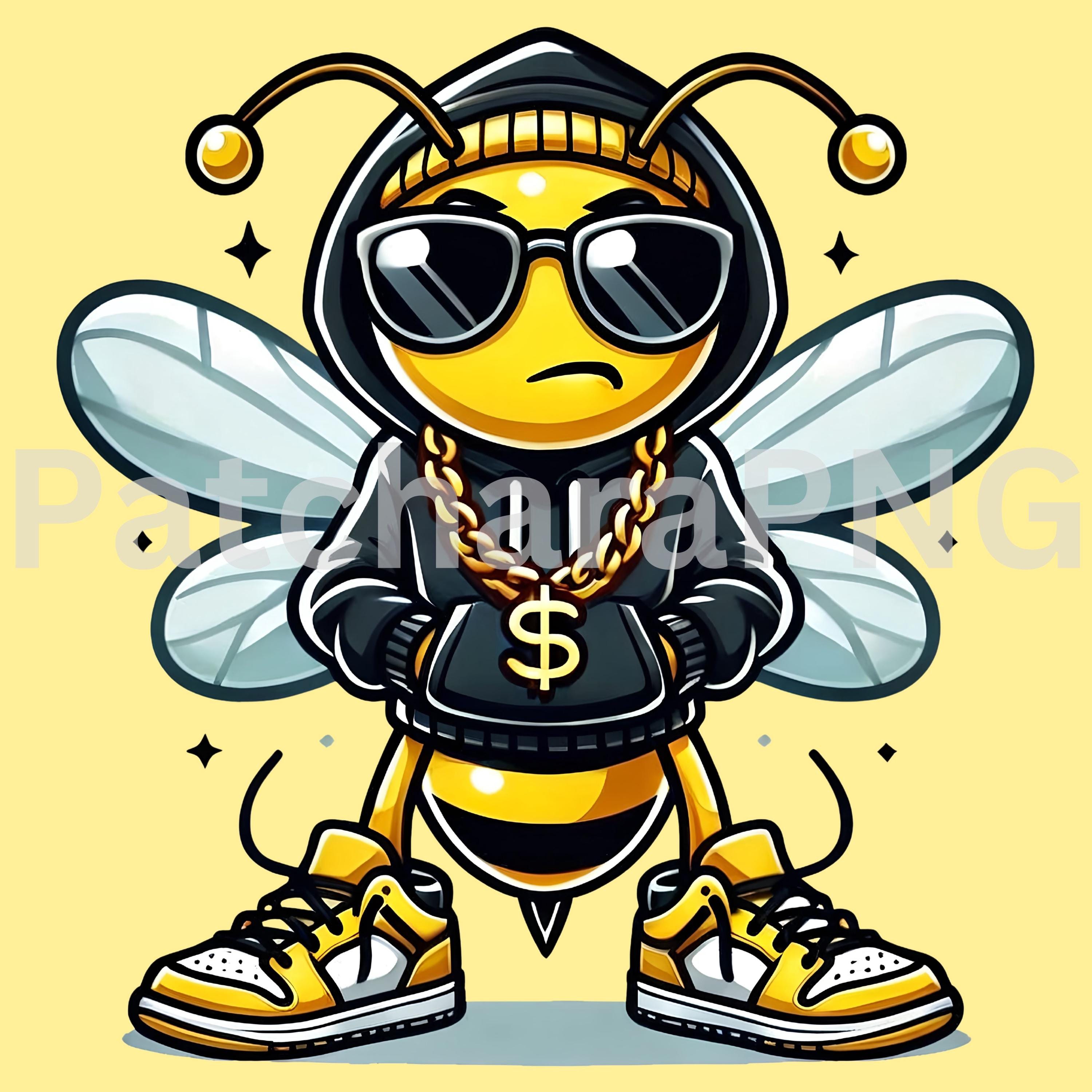 Swag Bee PNG | Cool Bee Clipart With Shades, Sneakers, and Chains