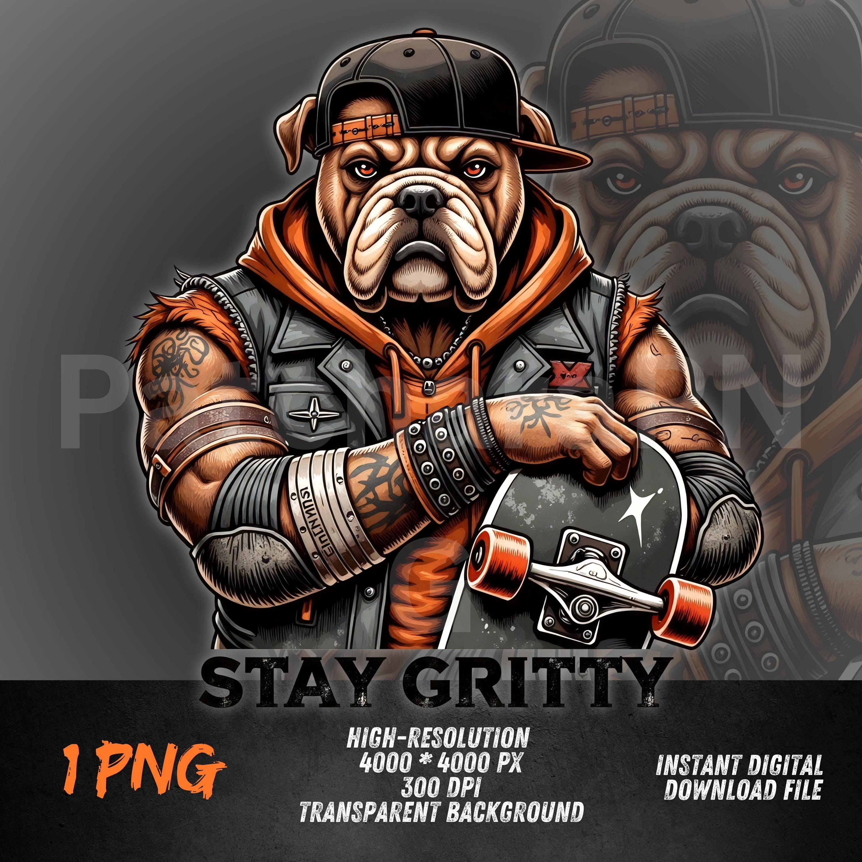 Skater Bulldog PNG | Street Punk Dog Clipart for Urban Shirt