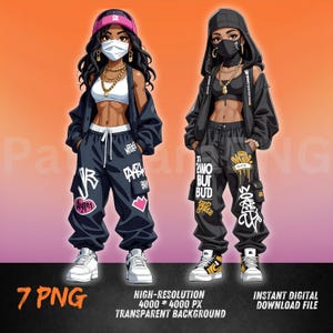 Graffiti Streetwear Girl PNG, Hip Hop Girl Clipart for DTF & Sublimation, Urban Street Fashion Shirt Design, Cool Girl PNG