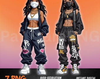 Graffiti Streetwear Girl PNG, Hip Hop Girl Clipart for DTF & Sublimation, Urban Street Fashion Shirt Design, Cool Girl PNG