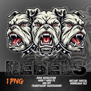 Cerberus Bulldog PNG | Aggressive Bulldog Clipart for Sublimation | Biker Tattoo Style | Angry Dog Digital Download | Transparent Background