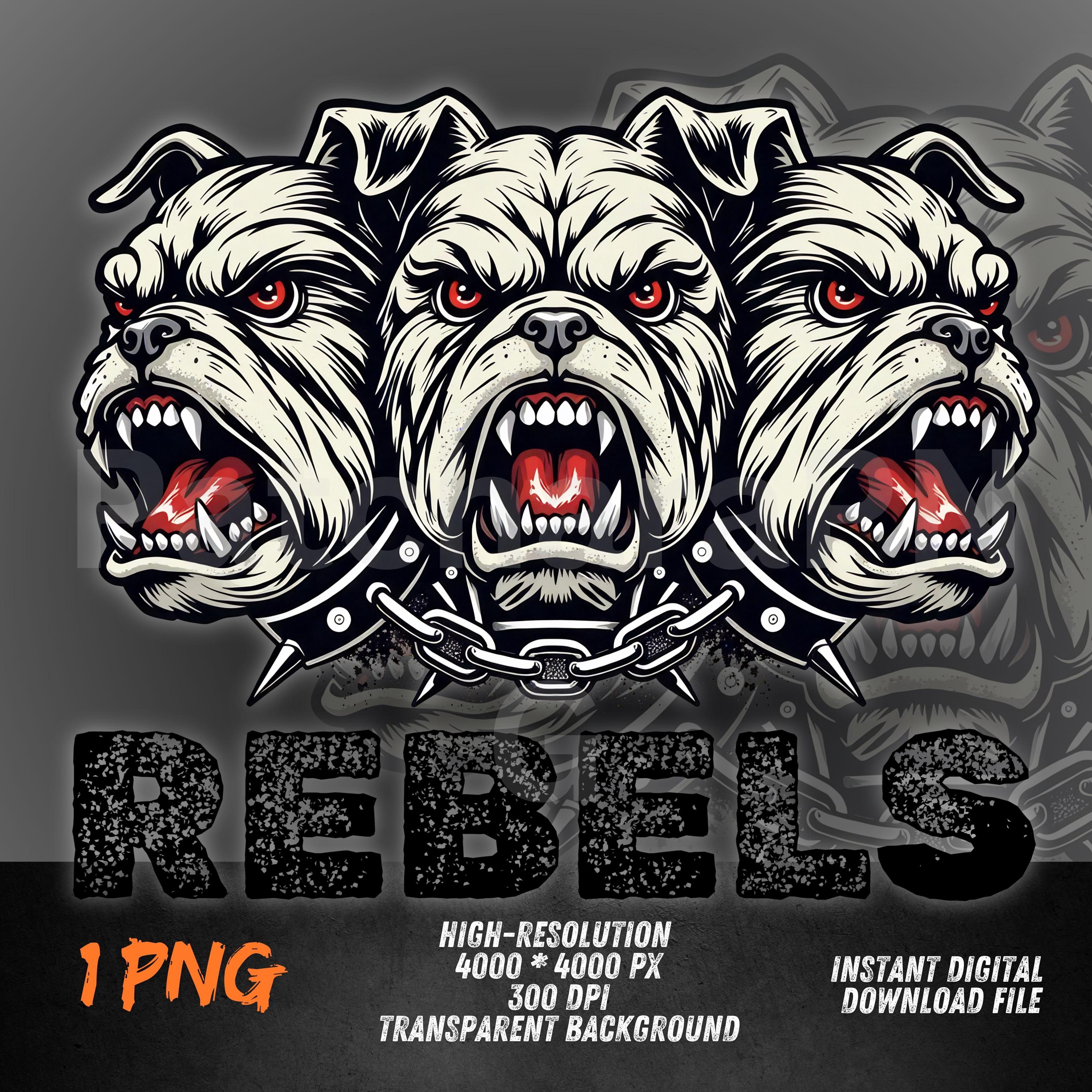 Cerberus Bulldog PNG | Aggressive Bulldog Clipart for Sublimation