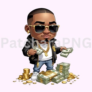 Hip-hop Cartoon PNG | Rapper Character Clipart | Gold Chain, Sunglasses ...