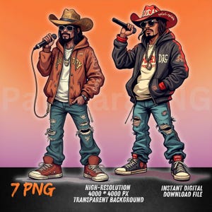 Hip-Hop Cowboy PNG - Western Streetwear Music Design - Country Rap Sublimation Digital Download