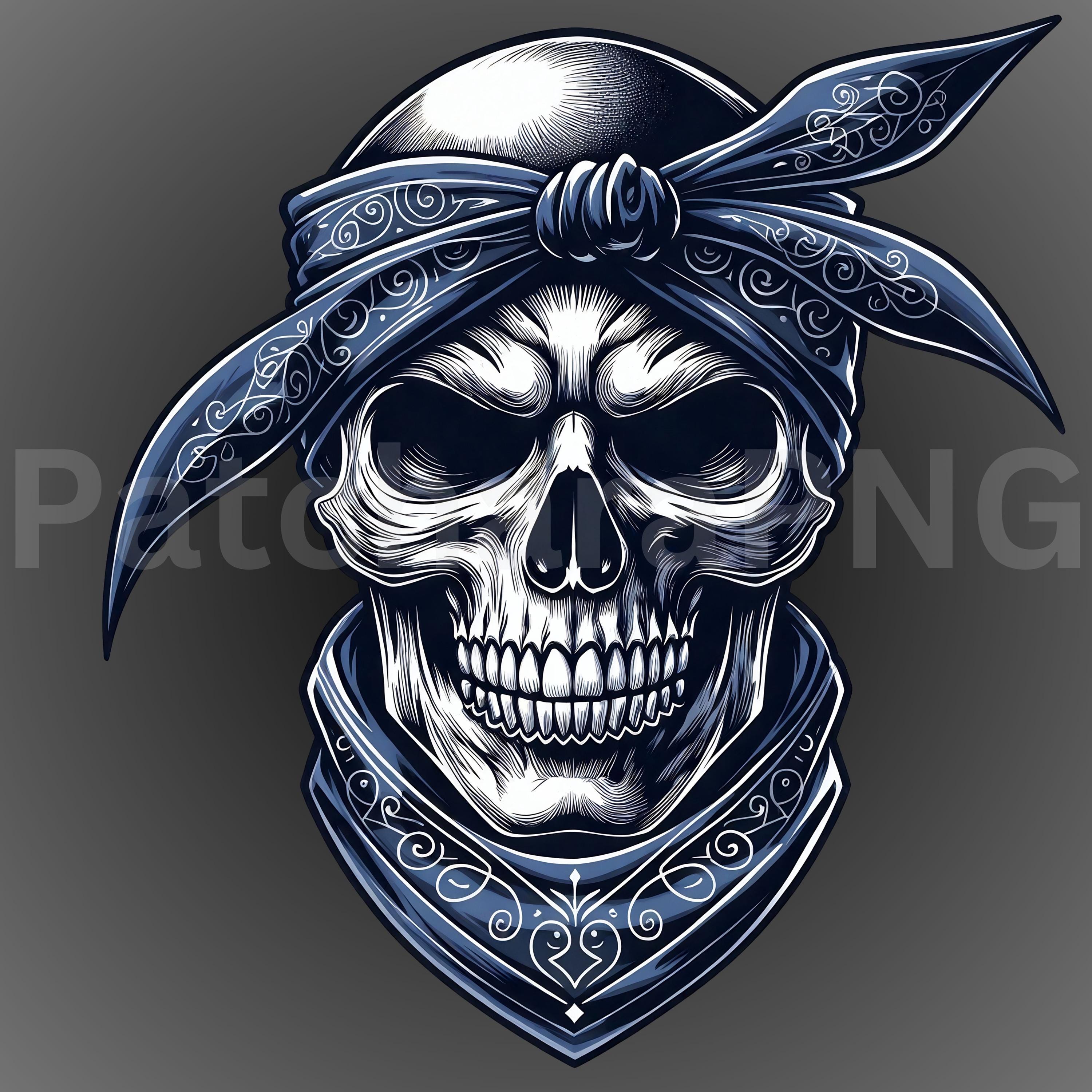 Blue Bandana Skull PNG | Gangsta Skull Clipart for Sublimation