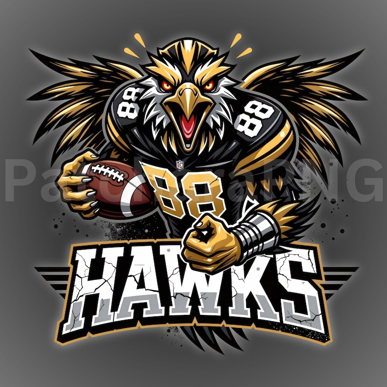 Hawk Football Mascot PNG | Aggressive DTF Design for Sportswear ...