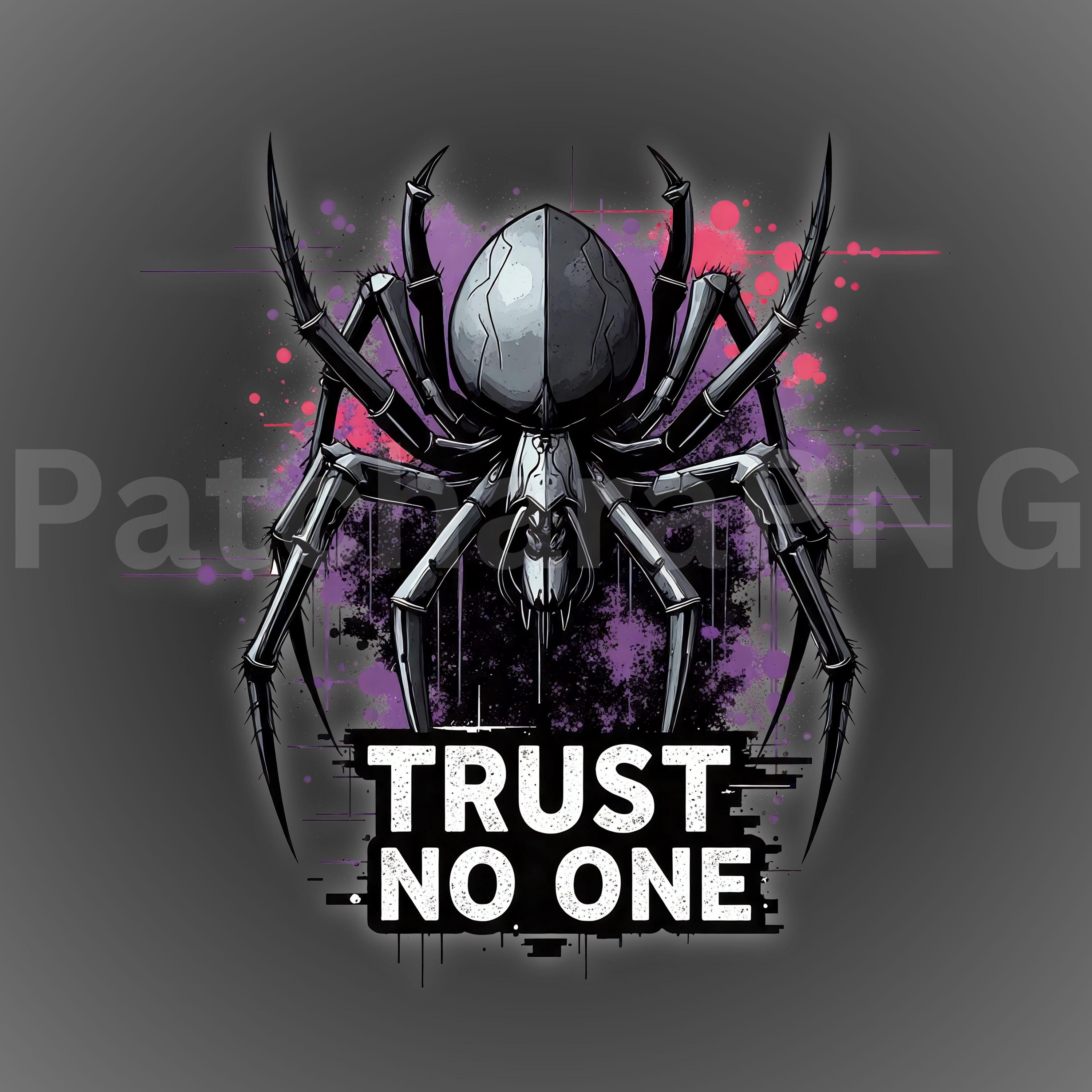 Spider Graffiti PNG, Trust No One Dark Streetwear Design, Punk