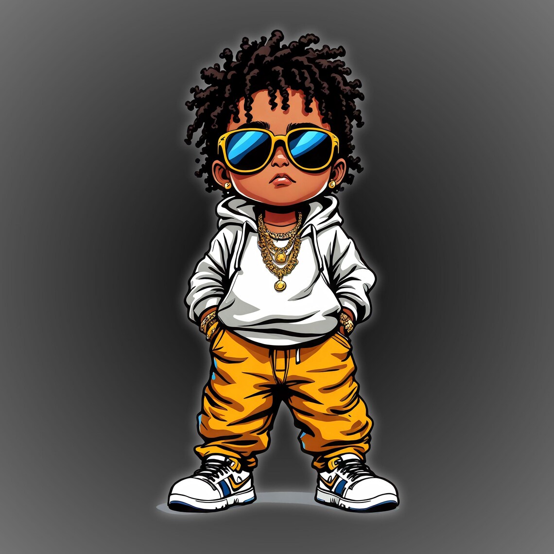 Hip-hop Kid PNG in Hoodie & Sunglasses | Cool Streetwear Cartoon | DTF ...