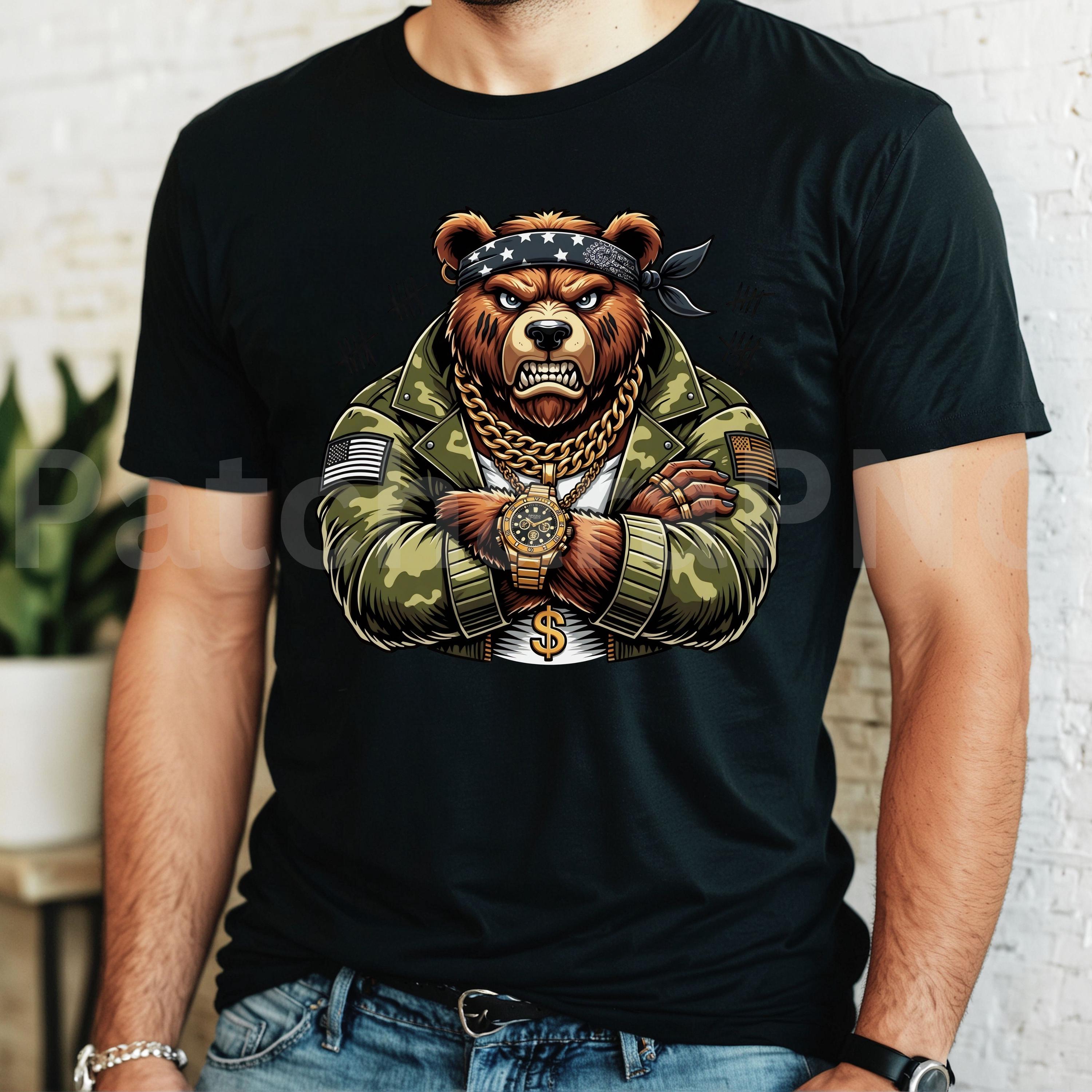 Block Bear Rapper Gangster Bear PNG | Hip Hop Animal Clipart for Sublimation | Urban ...