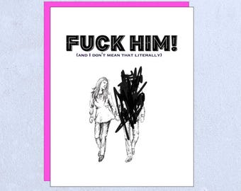 Funny Breakup Card - Sassy Divorce Greeting Card Bold Humor Attitude with Fuchsia Envelope